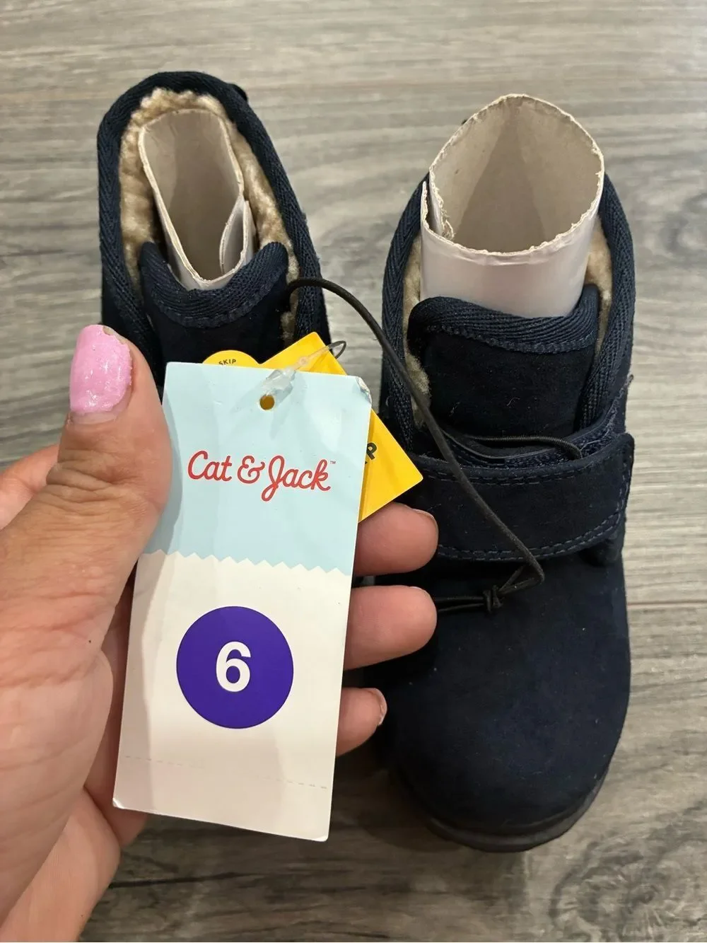 Cat & Jack Navy Kids Velcro Ankle Boots